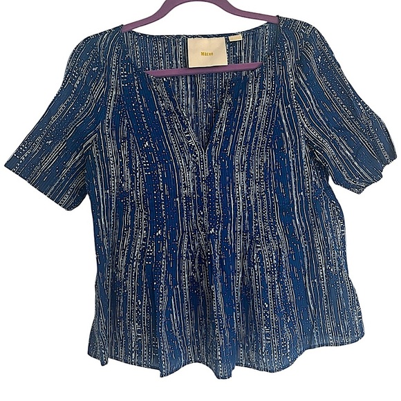 Maeve Tops - Anthropologie Maeve pleated shirt Sz US 8